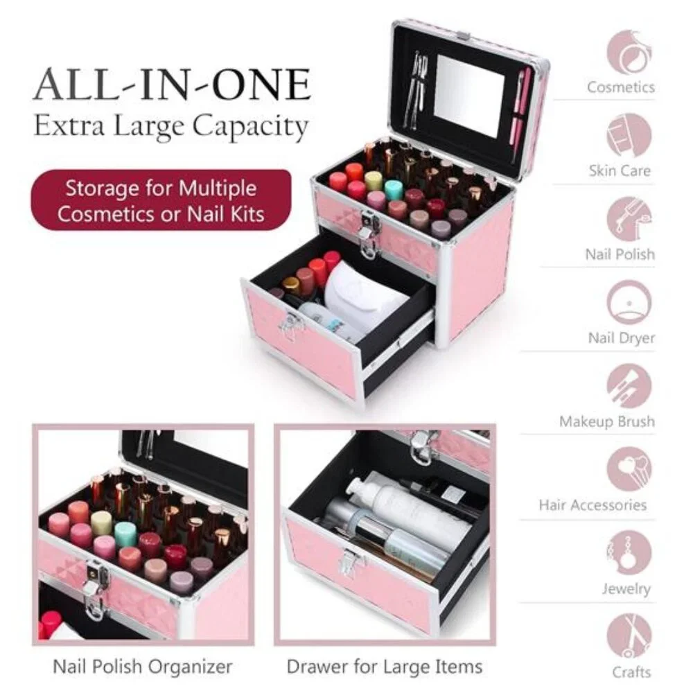 Makeup Box Makeup Train Case Cosmetic Storage Organzer